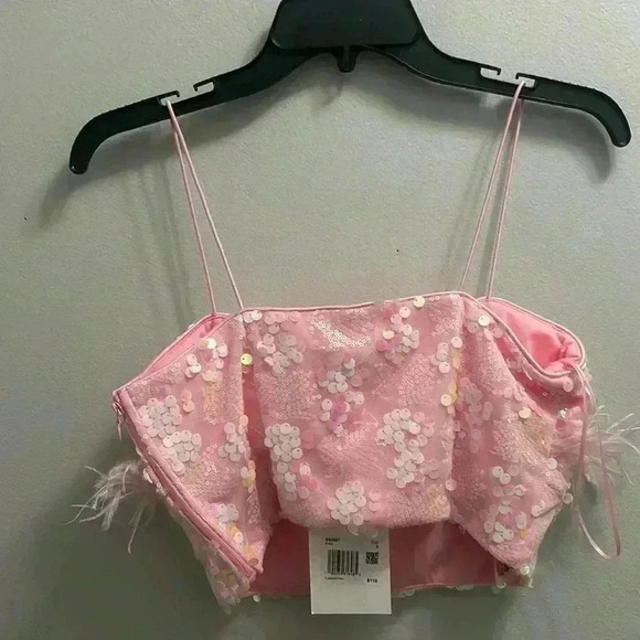 NWT ENDLESS ROSE BEADED FEATHER CROP TOP - Picture 2 of 6